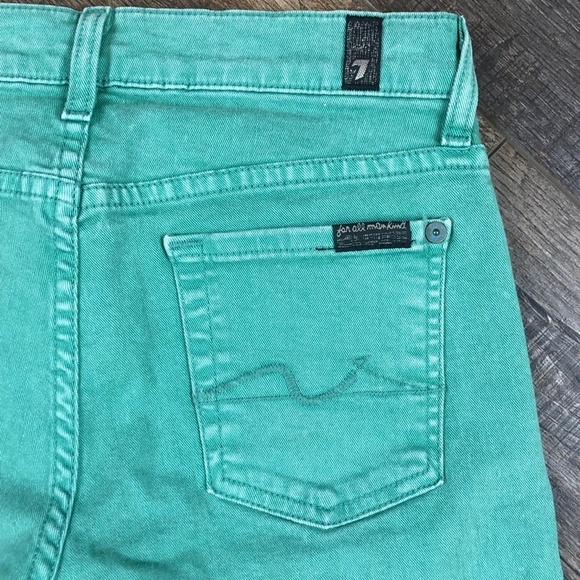 7 For All Mankind Green Crop Flare Jeans Pants Denim ((size 25)) - Picture 2 of 8